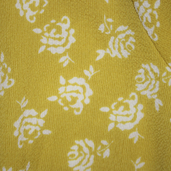 Lapis Dress Sz S Yellow White Floral Buttons Ruffles Hi Lo Polyester Spandex