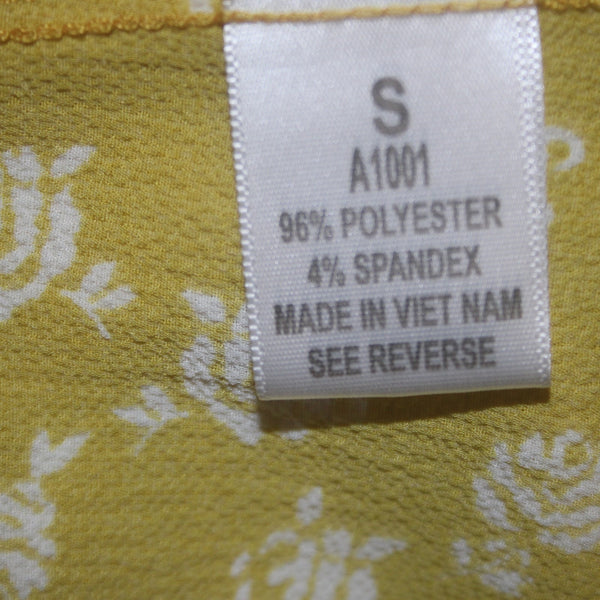 Lapis Dress Sz S Yellow White Floral Buttons Ruffles Hi Lo Polyester Spandex