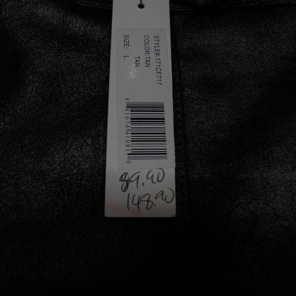 Kenneth Cole GIII NEW $90 Sz L Taupe Hooded Poly Acrylic Vegan Shearling Coat