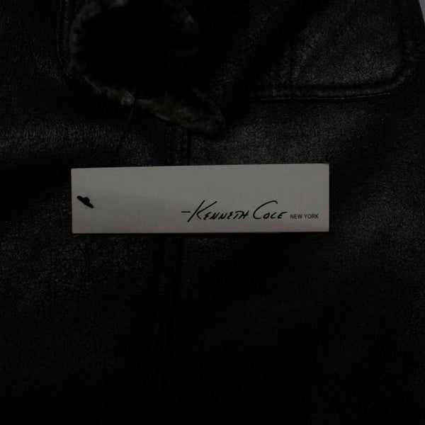 Kenneth Cole GIII NEW $90 Sz L Taupe Hooded Poly Acrylic Vegan Shearling Coat