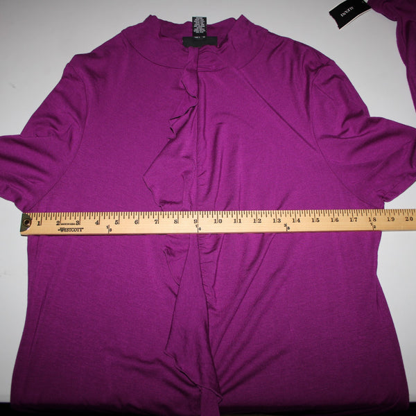 Alfani NEW Sz XL Pure Berry Purple Ruffle Collared Long Sleeve Rayon Spandex Top