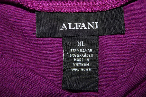 Alfani NEW Sz XL Pure Berry Purple Ruffle Collared Long Sleeve Rayon Spandex Top