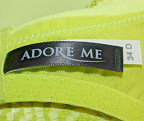 Adore Me Underwire 34D Lime Green Polyamide Elastane Push Up Bra