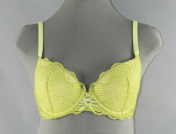 Adore Me Underwire 34D Lime Green Polyamide Elastane Push Up Bra