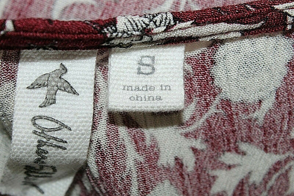 Others Follow Sz S Burgundy Cream Asymmetrical Hem 100% Rayon Bohemian Top