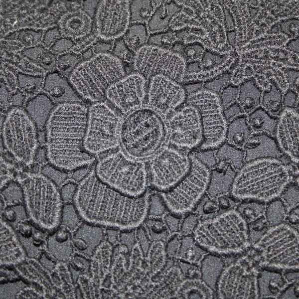 St John Sz 4 Black Sheer Lined Lace Overlay Floral Cotton Rayon Silk Dressy Top