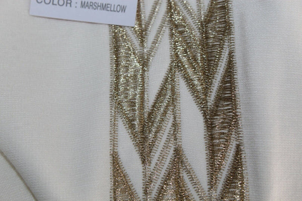V Christina NEW Sz 2 x 30 Ivory Gold Embroidered Rayon Poly Spandex Pant
