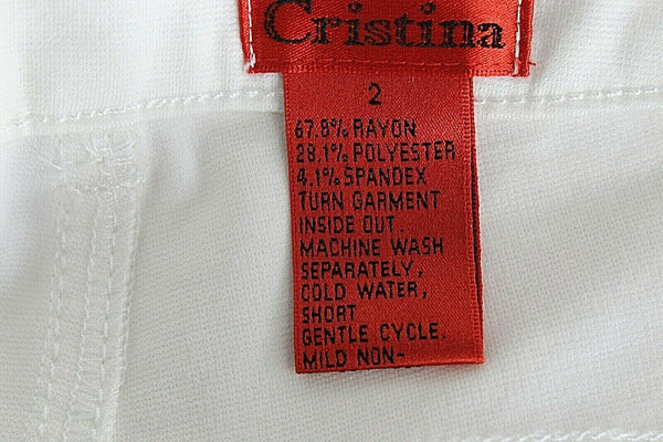 V Christina NEW Sz 2 x 30 Ivory Gold Embroidered Rayon Poly Spandex Pant