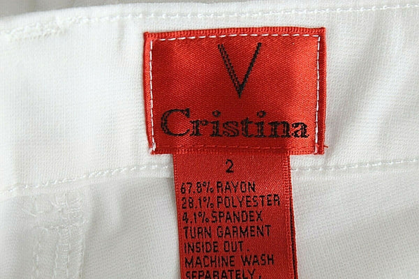 V Christina NEW Sz 2 x 30 Ivory Gold Embroidered Rayon Poly Spandex Pant