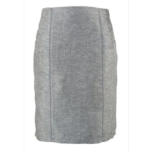 Kenar Sz 8 Gray Straight Linen Polyester Viscose Lined Pencil Skirt