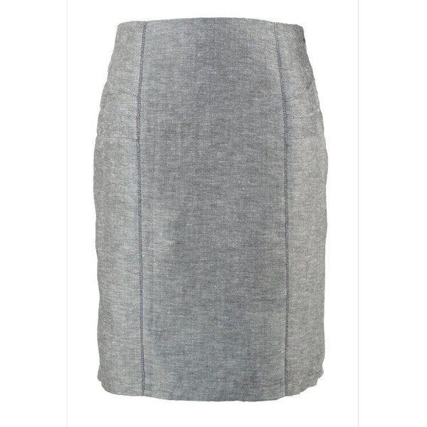 Kenar Sz 8 Gray Straight Linen Polyester Viscose Lined Pencil Skirt