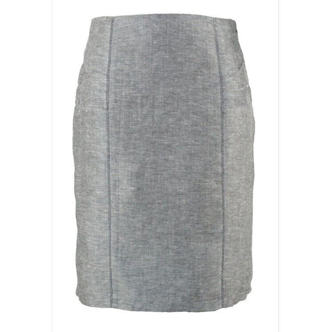 Kenar Sz 8 Gray Straight Linen Polyester Viscose Lined Pencil Skirt