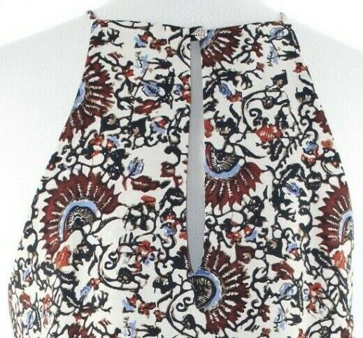 Tyche Sz S Beige Black Blue Red Multi Keyhole Back 100% Poly Shift Dress