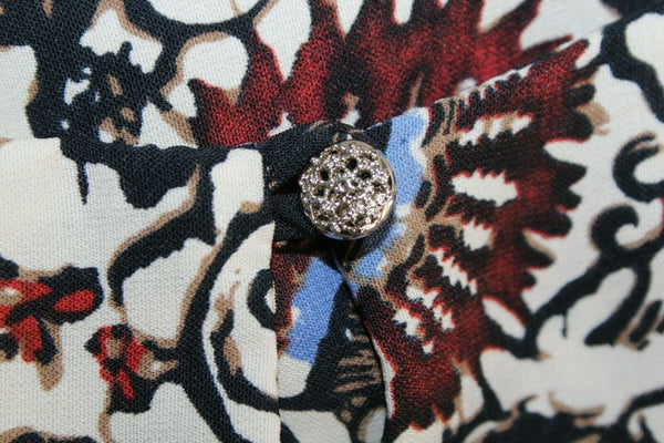 Tyche Sz S Beige Black Blue Red Multi Keyhole Back 100% Poly Shift Dress