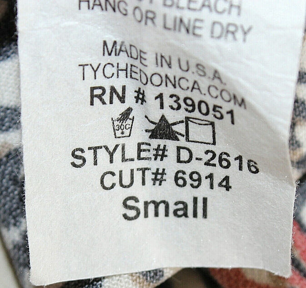 Tyche Sz S Beige Black Blue Red Multi Keyhole Back 100% Poly Shift Dress