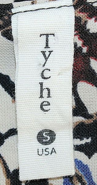 Tyche Sz S Beige Black Blue Red Multi Keyhole Back 100% Poly Shift Dress