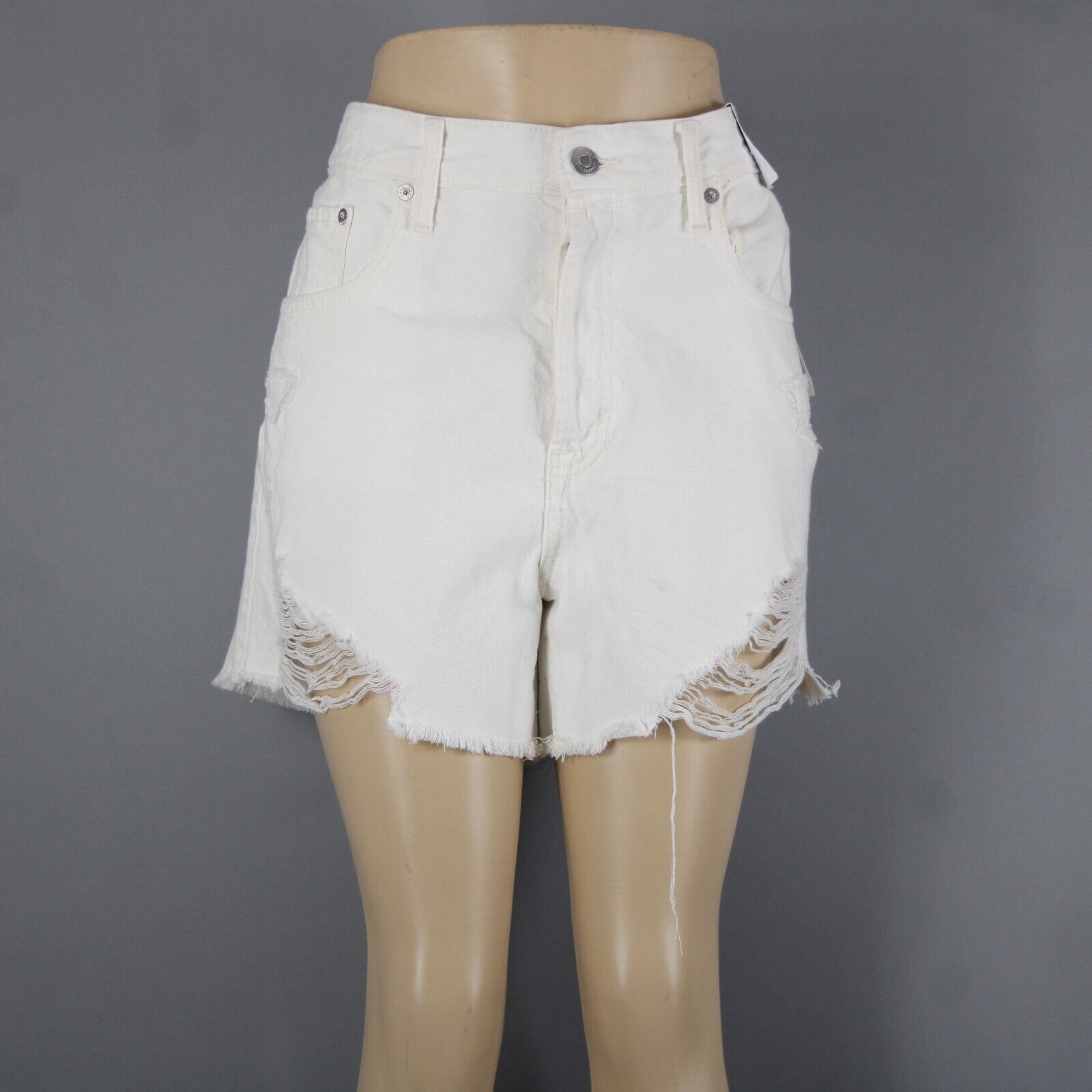 Aeropostale NEW $55 Sz 12 x 5 White Distressed High Rise Cut Off Cotton Shorts