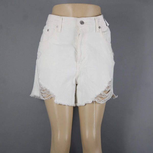 Aeropostale NEW $55 Sz 12 x 5 White Distressed High Rise Cut Off Cotton Shorts