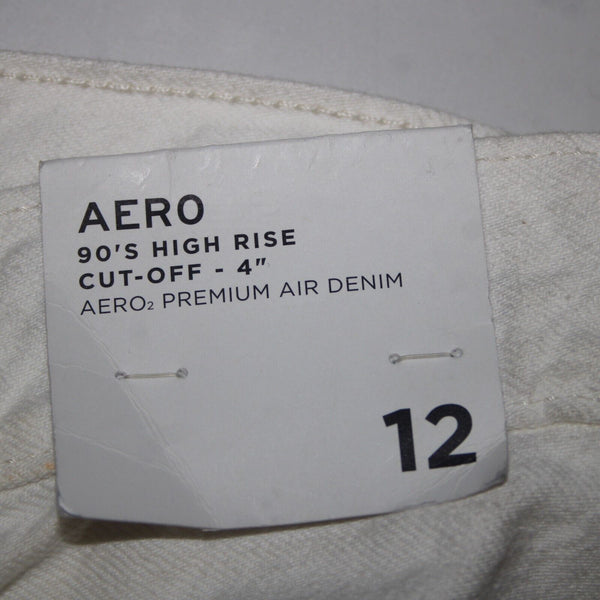 Aeropostale NEW $55 Sz 12 x 5 White Distressed High Rise Cut Off Cotton Shorts