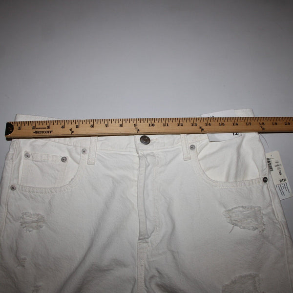 Aeropostale NEW $55 Sz 12 x 5 White Distressed High Rise Cut Off Cotton Shorts