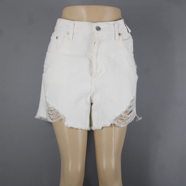 Aeropostale NEW $55 Sz 12 x 5 White Distressed High Rise Cut Off Cotton Shorts