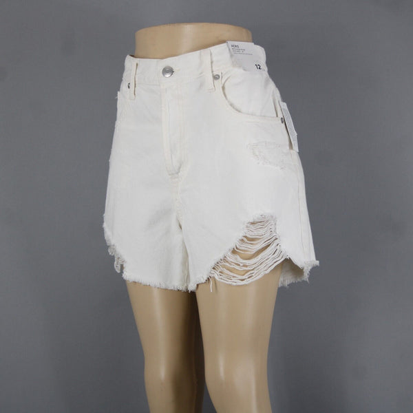 Aeropostale NEW $55 Sz 12 x 5 White Distressed High Rise Cut Off Cotton Shorts
