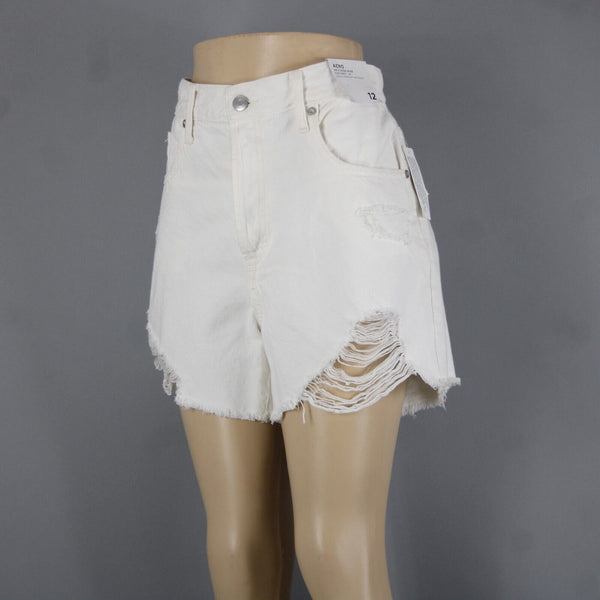 Aeropostale NEW $55 Sz 12 x 5 White Distressed High Rise Cut Off Cotton Shorts