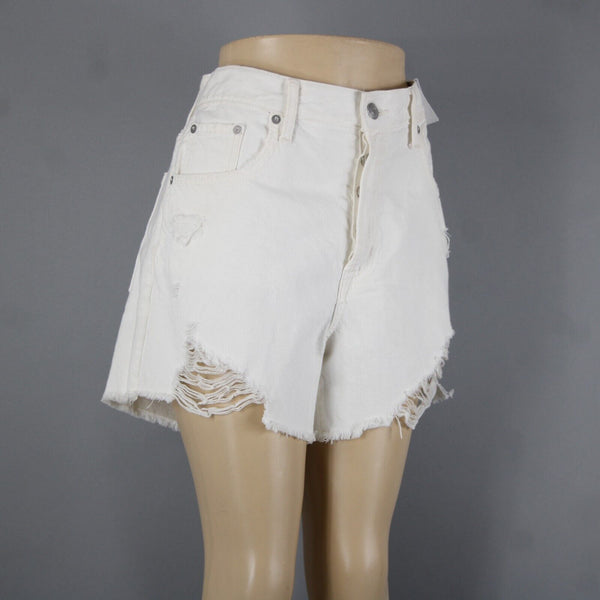 Aeropostale NEW $55 Sz 12 x 5 White Distressed High Rise Cut Off Cotton Shorts