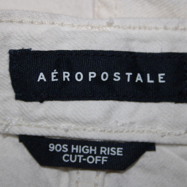 Aeropostale NEW $55 Sz 12 x 5 White Distressed High Rise Cut Off Cotton Shorts