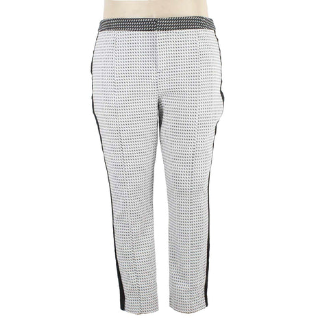 INC Sz 16 x 27 White Black Satin Side Stripe Poly Rayon Nylon Spandex Pant