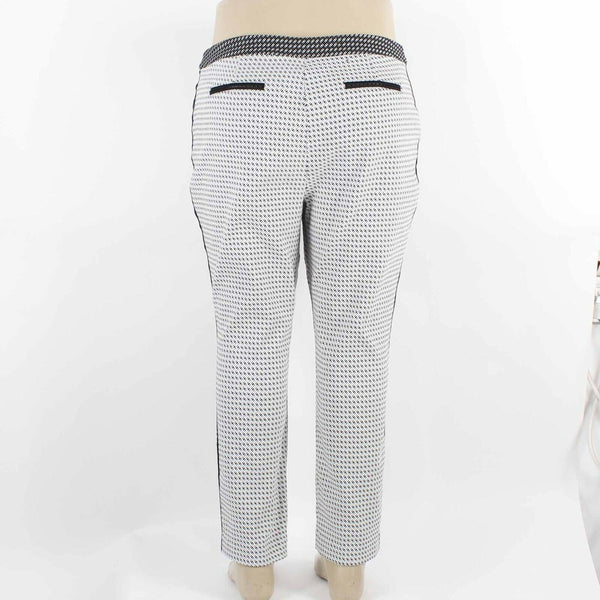 INC Sz 16 x 27 White Black Satin Side Stripe Poly Rayon Nylon Spandex Pant