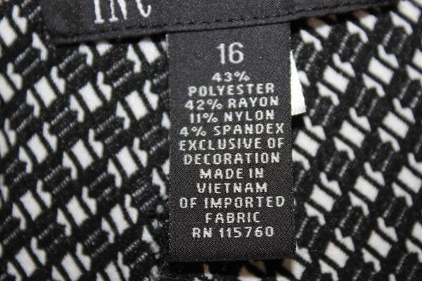 INC Sz 16 x 27 White Black Satin Side Stripe Poly Rayon Nylon Spandex Pant