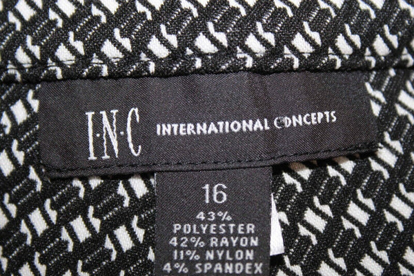 INC Sz 16 x 27 White Black Satin Side Stripe Poly Rayon Nylon Spandex Pant