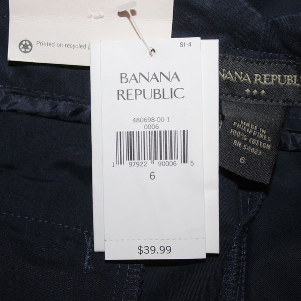 Banana Republic Capri Pant NEW $40 Martin Fit Sz 6 x 24 Navy Blue 100% Cotton