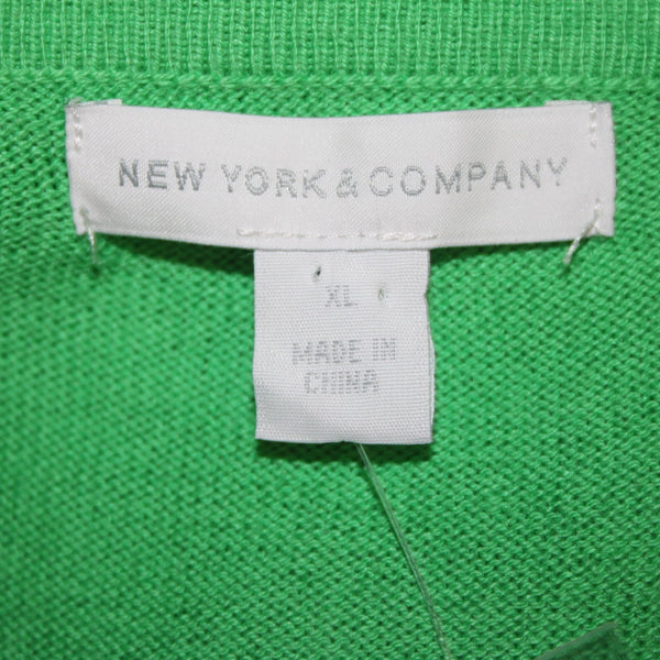 New York And Company Cardigan Sweater NEW $50 Sz XL Green Embroidered Cotton