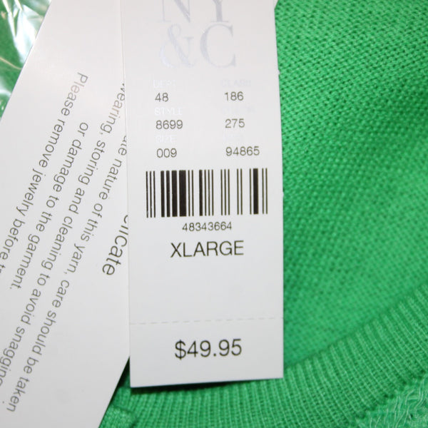 New York And Company Cardigan Sweater NEW $50 Sz XL Green Embroidered Cotton