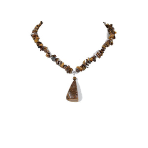 Tigers Cats Eye Stone Barrel Clasp Closure 17" Necklace