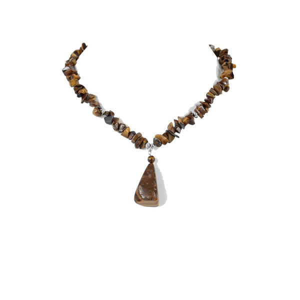 Tigers Cats Eye Stone Barrel Clasp Closure 17" Necklace