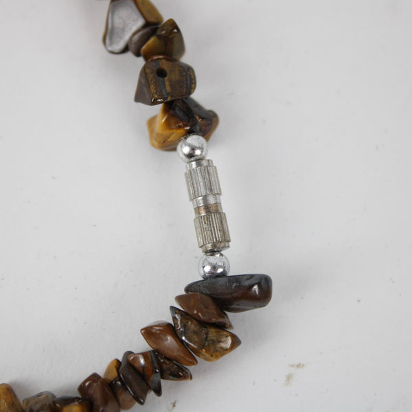 Tigers Cats Eye Stone Barrel Clasp Closure 17" Necklace