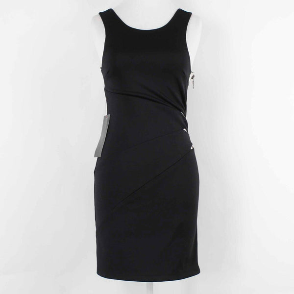 Bebe Addiction NEW Kerra Sz S Black White Zip Side Open Side Poly Spandex Dress