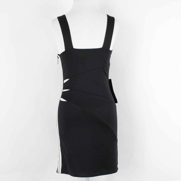 Bebe Addiction NEW Kerra Sz S Black White Zip Side Open Side Poly Spandex Dress