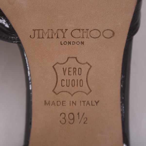 Jimmy Choo Heels Sz 39.5 Black Peep Toe Micro Gathered Leather 3.5" AS IS Heels