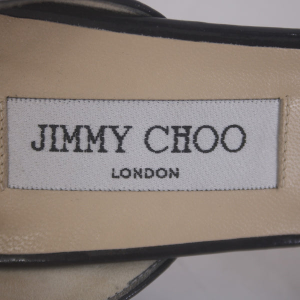Jimmy Choo Heels Sz 39.5 Black Peep Toe Micro Gathered Leather 3.5" AS IS Heels