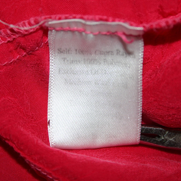 Johnny Was Sz L Magenta Pink Tan Ivory 3/4 Slv Embroidered Button Frnt Rayon Top