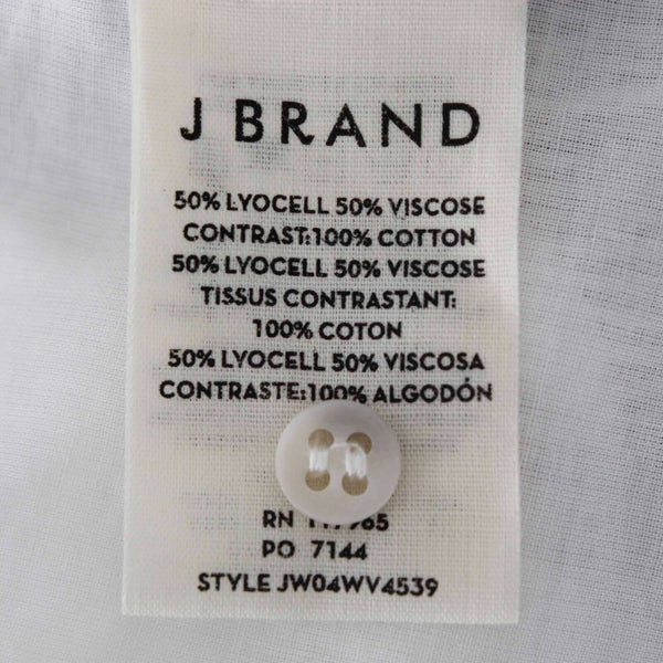 J Brand NEW $245 Sz XS Gray White Stripe Button Up Slits Lyocell Blend Top