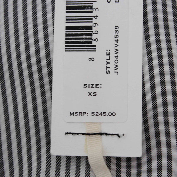 J Brand NEW $245 Sz XS Gray White Stripe Button Up Slits Lyocell Blend Top