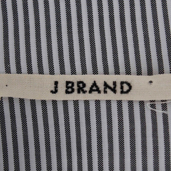 J Brand NEW $245 Sz XS Gray White Stripe Button Up Slits Lyocell Blend Top