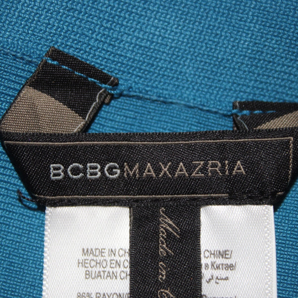 BCBGMaxazria Skirt Sz M Blue Navy Coral Color Block Pull On Rayon Nylon Skirt