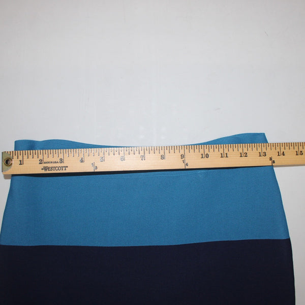 BCBGMaxazria Skirt Sz M Blue Navy Coral Color Block Pull On Rayon Nylon Skirt