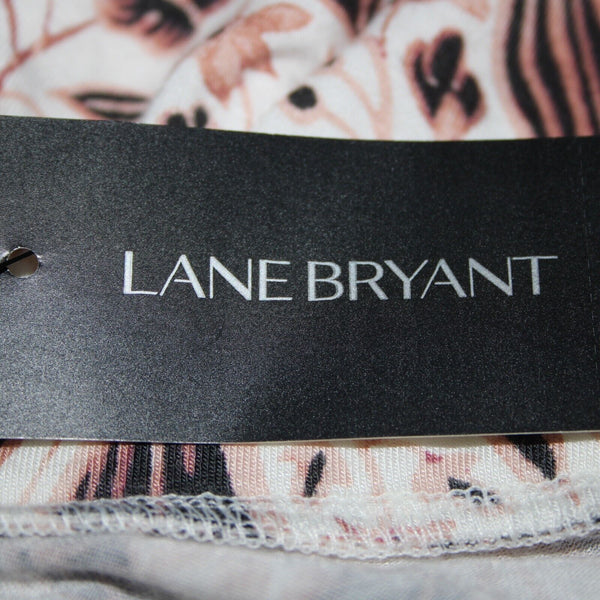 Lane Bryant NEW $70 Sz 18/20 White Black Tan Elastic Waist Rayon Spandex Skirt